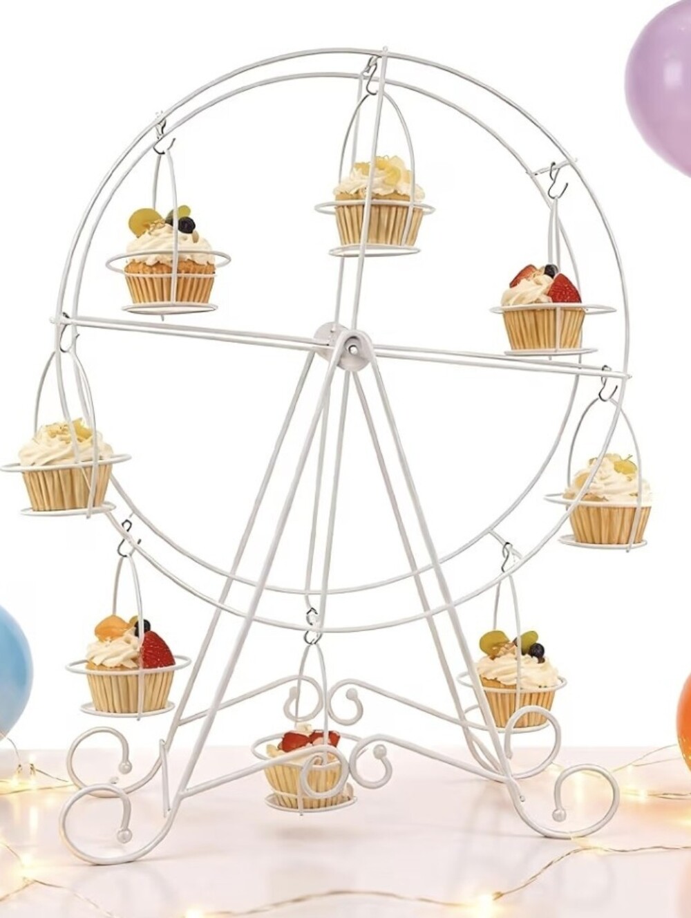 White Metal Ferris Wheel Cupcake Stand - Party Display